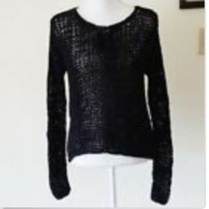 VINCE. Hand knit open weave sweater. Black S